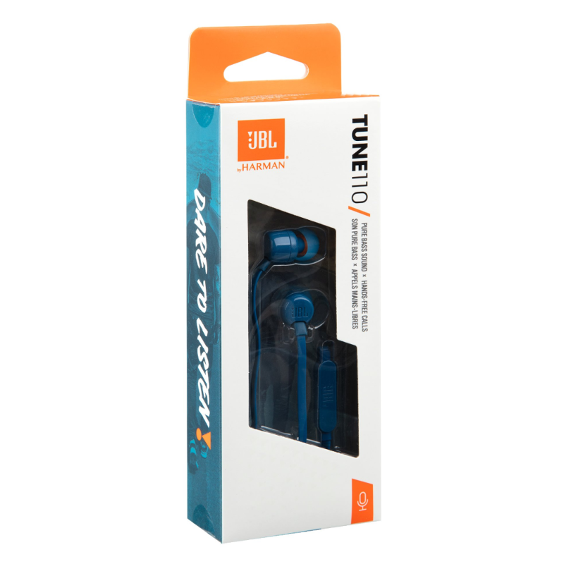 Ecouteurs Kit Main libre Jack JBL Tune 110 3,5mm - JBLT110BLU - Bleu — JBL · Smarty Paris 18e